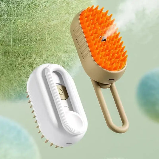 Pet brush with hair removal and steam massage function.